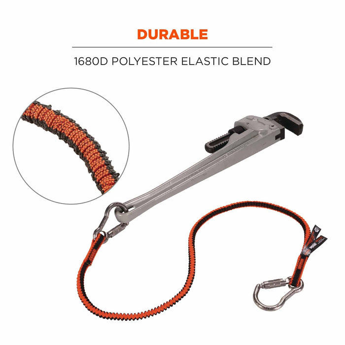 Ergodyne 19823 3111F(x) Standard Orange and Gray Lanyard - Dual SS Carabiners - 15lbs
