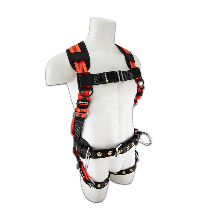 Safewaze FS99160-E-QC-L V-Line Construction Safety Harness: 3D, QC Chest, QC Legs (L)