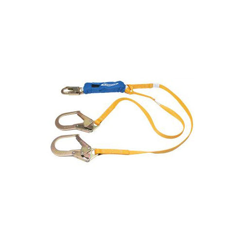 Werner C411200 6' DeCoil 2-leg Lanyard Shock Pack, Snap Rebar Hook 1" Web