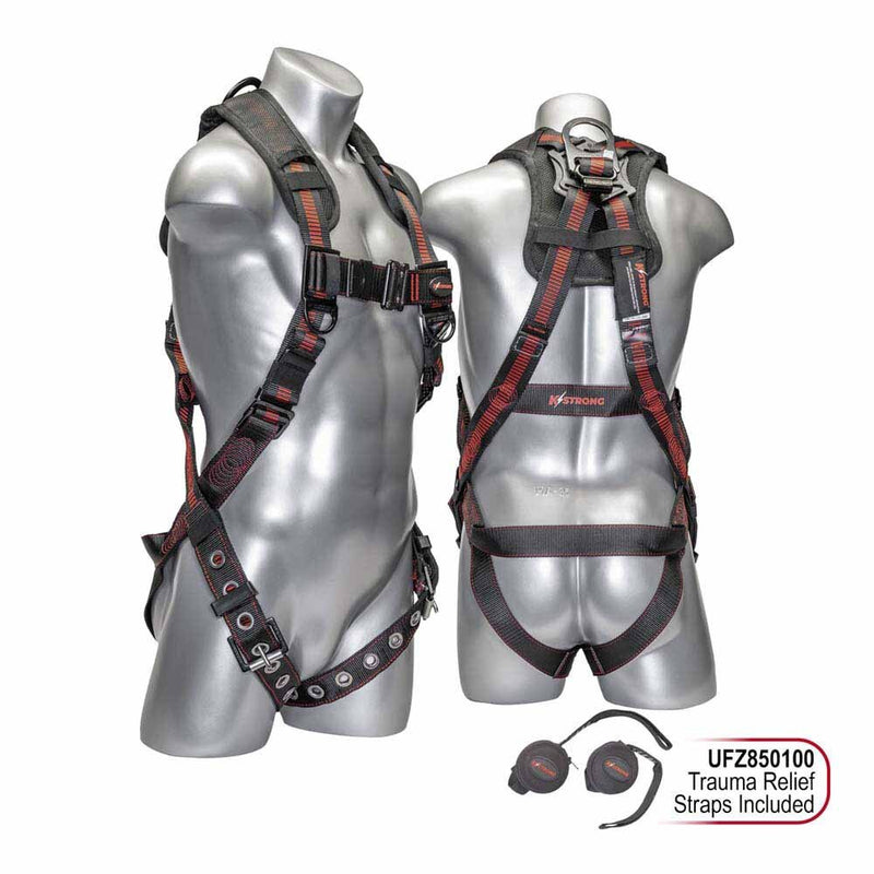 KStrong UFH15201GQ(M-L) Elite+ 5-Point Full Body Harness, Dorsal D-Ring, ANSI - 2