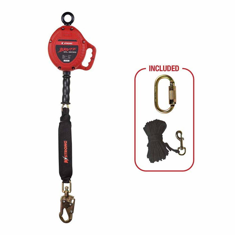 KStrong UFS310018L 18 ft. Leading Edge Cable SRL with Snap Hook, Carabiner, Tagline - 2