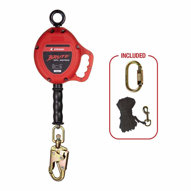 KStrong UFS310020 20 ft. Galvanized Steel Cable SRL with Snap Hook, Carabiner, Tagline - 2