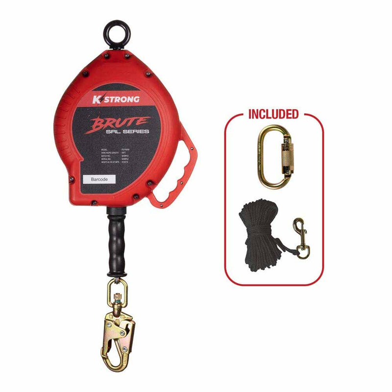 KStrong UFS310050 50 ft Galvanized Steel Cable SRL with Snap Hook, Carabiner, Tagline - 2