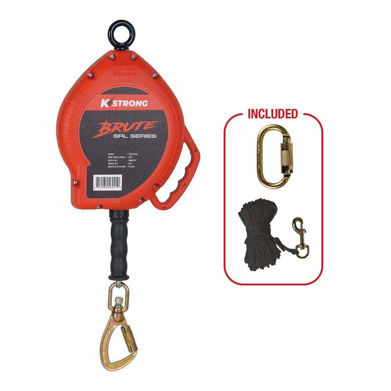 KStrong UFS310130 50 ft. Galvanized Steel Cable SRL with Swivel Locking Carabiner - 2