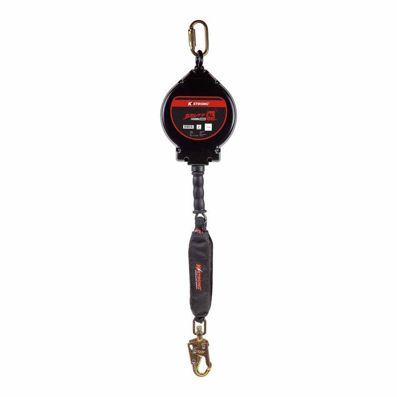KStrong UFS480050L 50 ft Aluminum Housing Cable SRL, Swivel Snap Hook, Carabiner, Tagline, LE Rated
