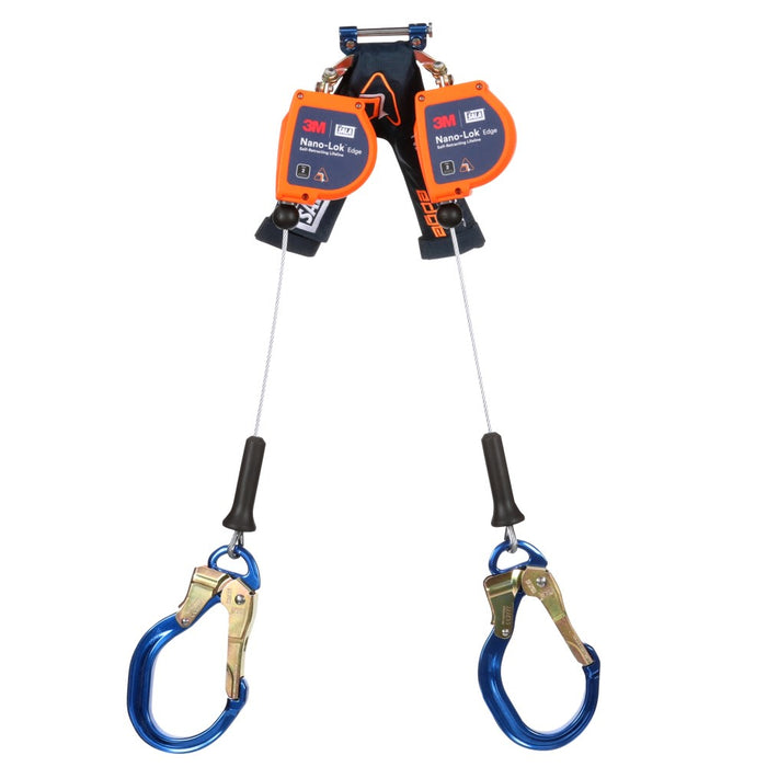 DBI Sala 3500277 Nano-Lok Edge Twin-Leg Personal Self Retracting Lifeline Cable, Aluminum Rebar Lock Hook 8 ft, Class 2, ANSI