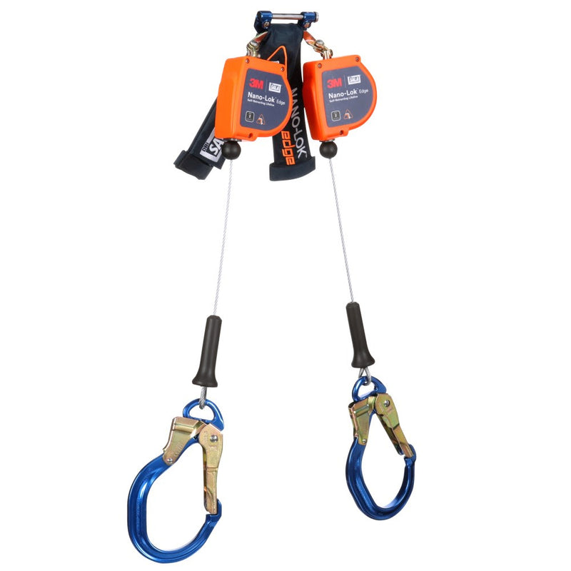 DBI Sala 3500277 Nano-Lok Edge Twin-Leg Personal Self Retracting Lifeline Cable, Aluminum Rebar Lock Hook 8 ft, Class 2, ANSI