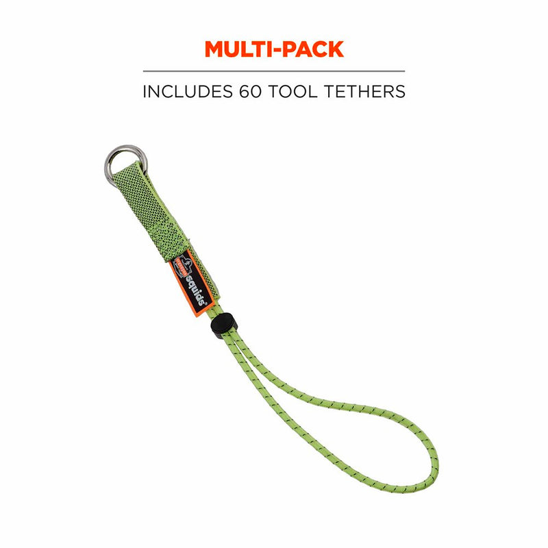 Ergodyne 19767-BULK Squids 3703 Elastic Loop Tool Tails - 15lbs 60-Pack, Lime