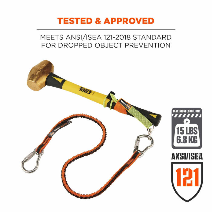 Ergodyne 19823 3111F(x) Standard Orange and Gray Lanyard - Dual SS Carabiners - 15lbs