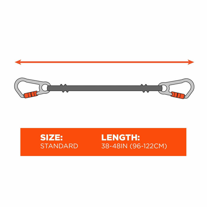 Ergodyne 19823 3111F(x) Standard Orange and Gray Lanyard - Dual SS Carabiners - 15lbs