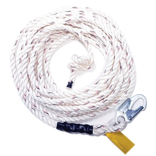 Guardian 11329 VL58-25 Vertical Lifeline 25' With 3 Strand White Polydac Rope