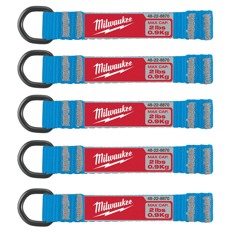 Milwaukee 48-22-8870 5 Piece 2lb Nylon Web Metal D-Ring Web Attachment Set