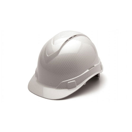 Pyramex HP44116SV Hard Hat, Vented, Ratchet Cap Style, Shiny White Graphite