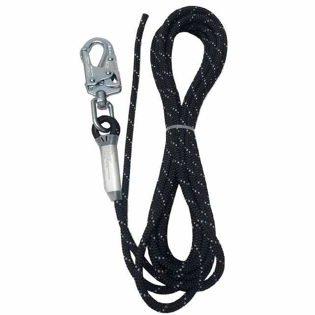 SafeWaze 021-7013 (PCS) 50' Kernmantle Vertical Lifeline Assembly, Black/White Rope: Swivel Snap Hook